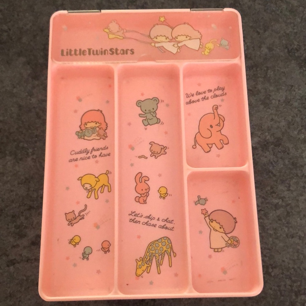 EUC Vintage Little Twin Stars Desk Tray Organizer Japan 1976